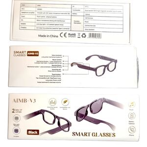 Smart Glasses Bluetooth Audio Sunglass Lenses Included - Black